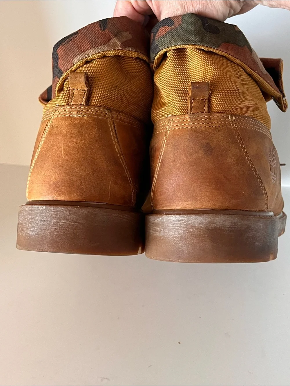 Timberland Roll Top Canvas Leather Boots Wheat Camo Men 13 Excellent Condition